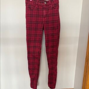American Eagle Outfitters Red Plaid Jeggings